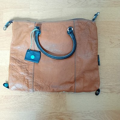 Umhängetasche Damen, Marke Gabs, Leder+Textil, Kamel/Braun/Cognac, einstellbar