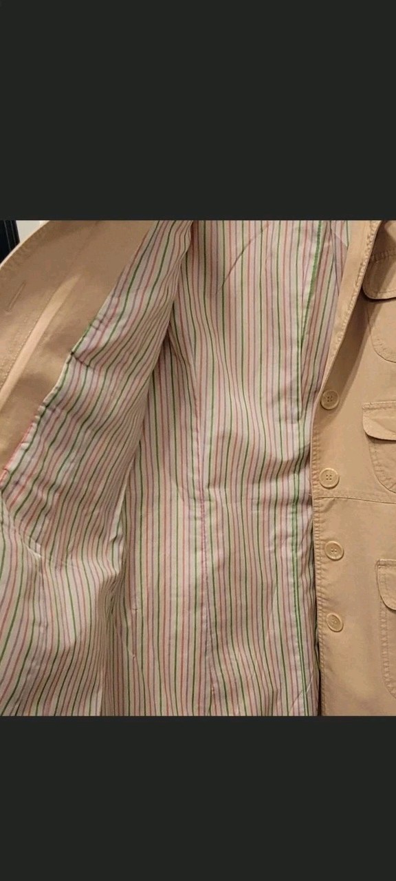 Tulle Beige Long Button Front Jacket Collared Mul… - image 4