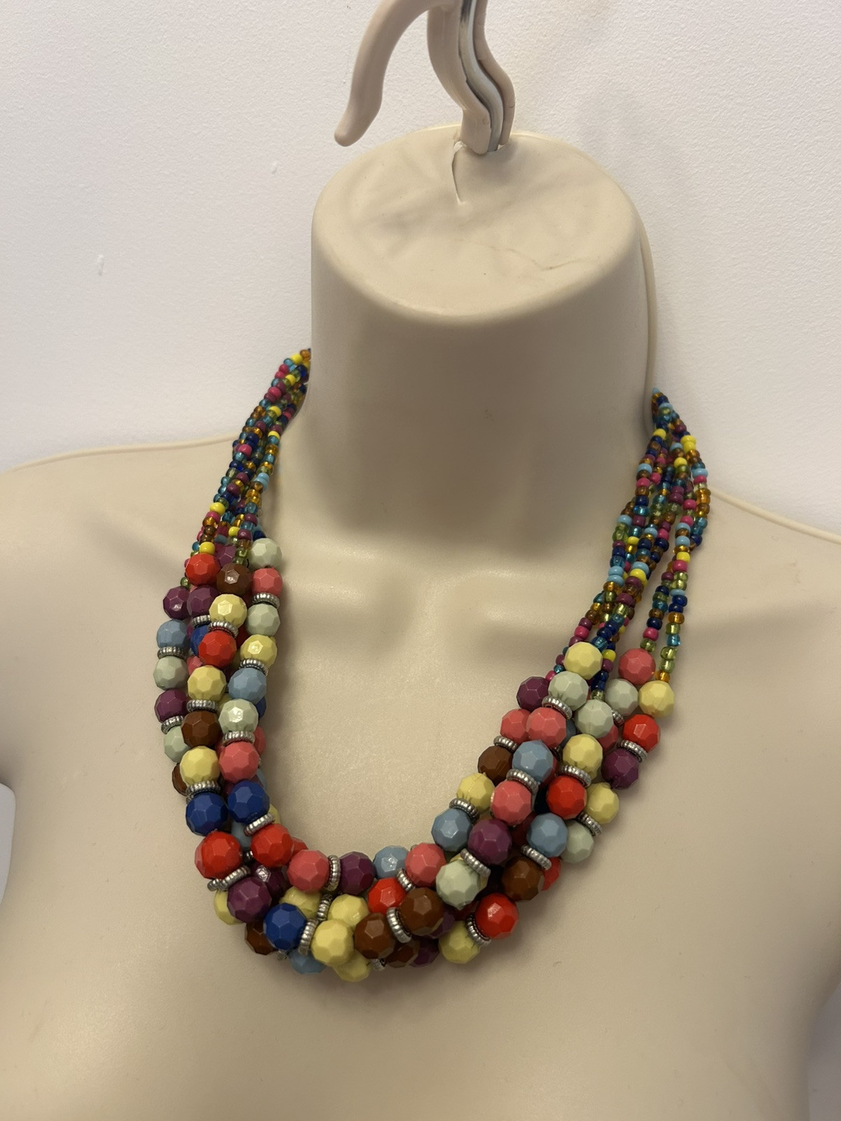 Collar Length Multi Strand Colourful Plastic Bead… - image 10