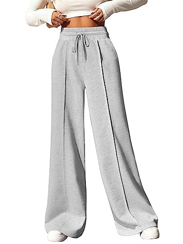 Wide Leg Sweatpants for Women Casual Elastic High Waisted Drawstring Long - Picture 2 of 6