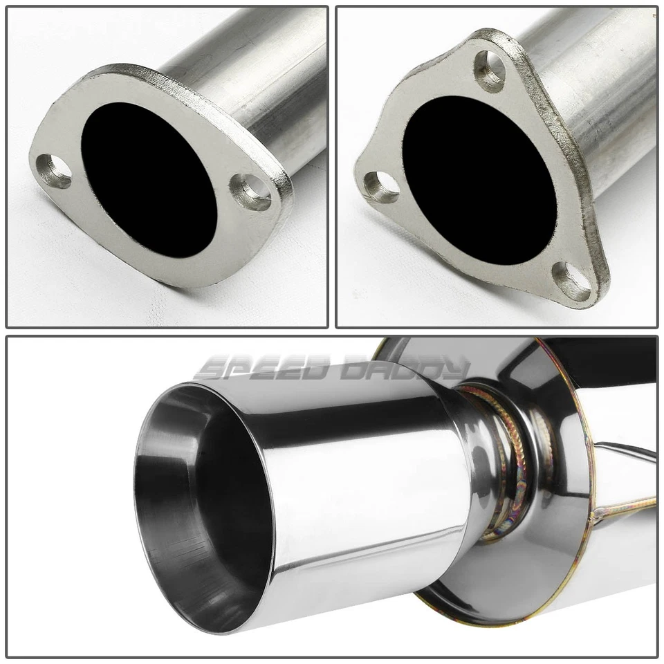 FOR 92-95 CIVIC EH EG 3DR BOLT-ON STAINLESS CATBACK EXHAUST MUFFLER 4"ROLLED TIP - Image 3 of 4