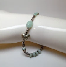 Vintage Running Bear for Sundance aventurine and silver bracelet, signed RB