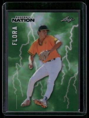 Jackson Flora 24/25 2026 Leaf Baseball Nation Baseball Poster Green Prismatic