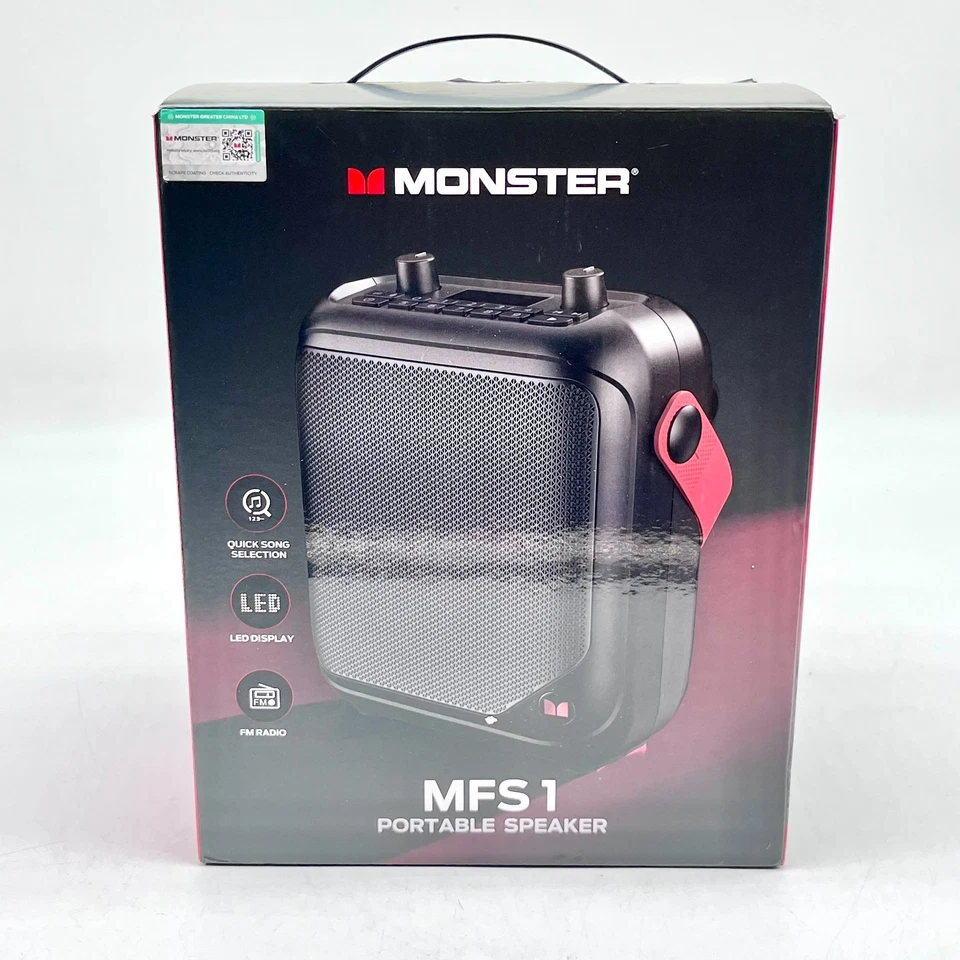 Alto-falante Bluetooth sem fio portátil Monster MFS1 com display LED - Preto - Imagem 2 de 4