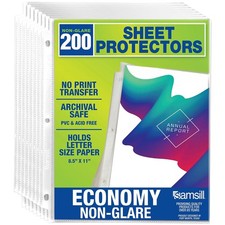 Samsill 200 Pack Sheet Protectors, 8.5x11 Inch Page Protectors for 3 Ring Binder