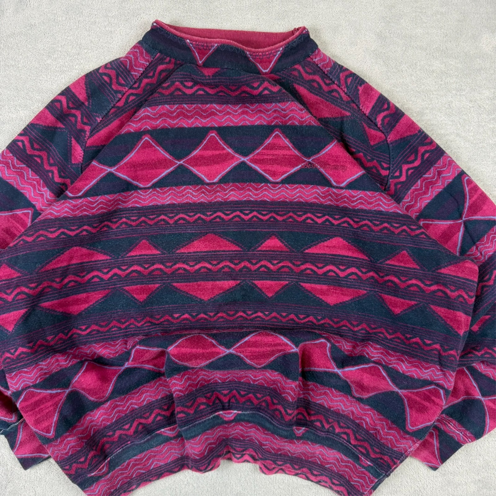Women's VTG Best Company 90's Purple Abstract Geometric Oversized XL Sweatshirt image 3