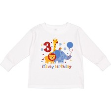Inktastic Safari 3rd Birthday Toddler Long Sleeve T-Shirt Jungle Lion Elephant