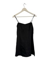 Urban Outfitters Light Before Dark New Black Tie Back Satin Mini Dress M 10 £39