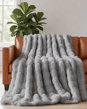 90"x108" Grey King Size Bubble Faux Fur Throw Blanket