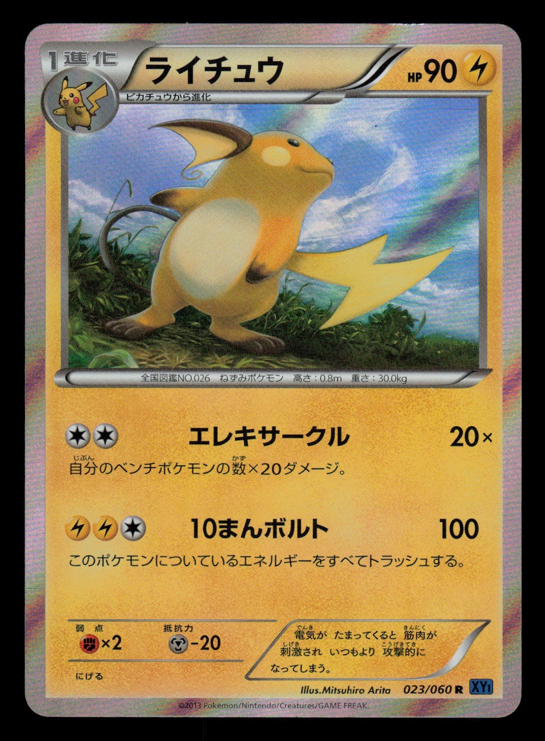 LP - Pokemon Japanese Raichu 023/060 Collection X XY1 Holo Rare