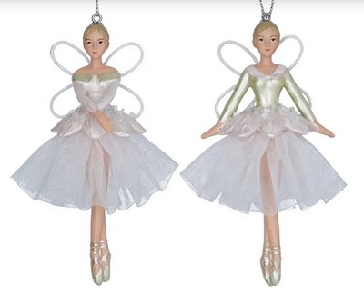 Gisela Graham weiß und grün Harz und Organza Weihnachtsfeen - 2er Set