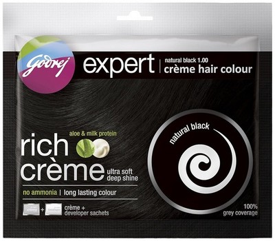4X Godrej Expert Rich Creme Hair Colour Sachet Natural Black Free Ship