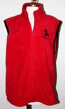 Men's Vest DVG America Full Zip Fleece Zipper Pockets Red w/Black Trim Size Lge