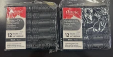 Annie Snap On Magnetic Rollers 12 Medium 3/4" x 2 3/4" Item #1233 Two Packs NEW