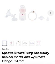 Spectra Breast Pump Replacement Parts with 24mm Breast Flange Clear White Pink
