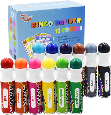 Bingo Daubers Dot Markers - Mixed Colors Set of 12 Pack