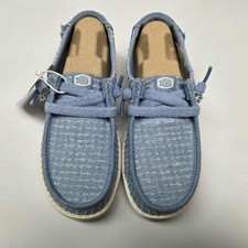 Hey Dude Women's Wendy Frayed Canvas Faded Denim NIB 2026