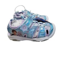 Disney Frozen Sandals Kids Size 7 Blue Purple Light Up Elsa Anna Sparkle Shoes