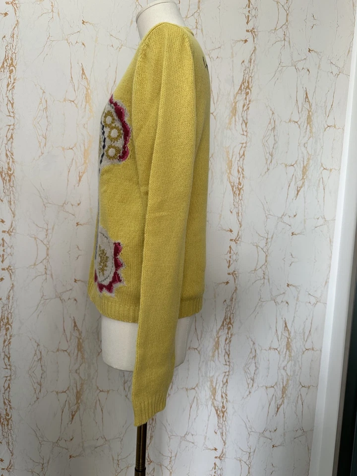 ML1 CHRISTIAN DIOR AMARILLO BORDADO CACHEMIR SUÉTER TOP 40 Foto 4 de 4
