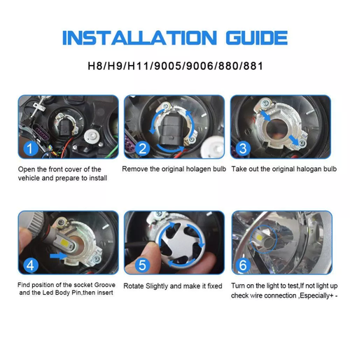 H11 LED Headlight Super Bright Bulbs Kit 8000K White 330000LM High/Low Beam - Bild 12 von 12
