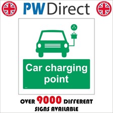 SIGN Car Charging Point White On Green Environment EVs Electricity Charge VE475A