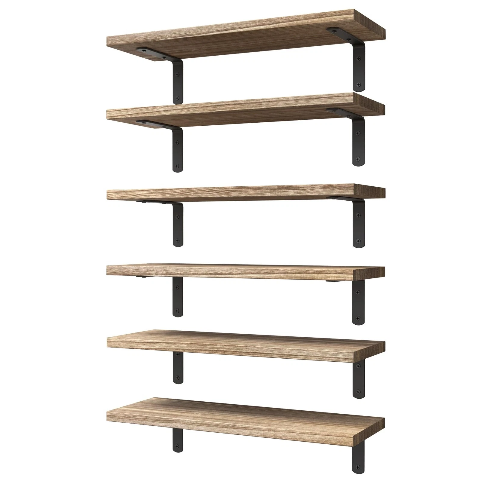 Wood Floating Shelves of 6, Shelves for Wall Decor, Farmhouse Shelf for Bedro...