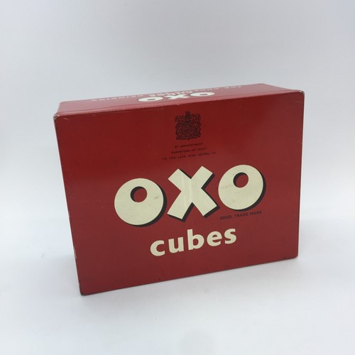 Vintage 1950s 7 x 5 Inch Red Oxo Cubes Rectangular Collectable Kitchen Tin