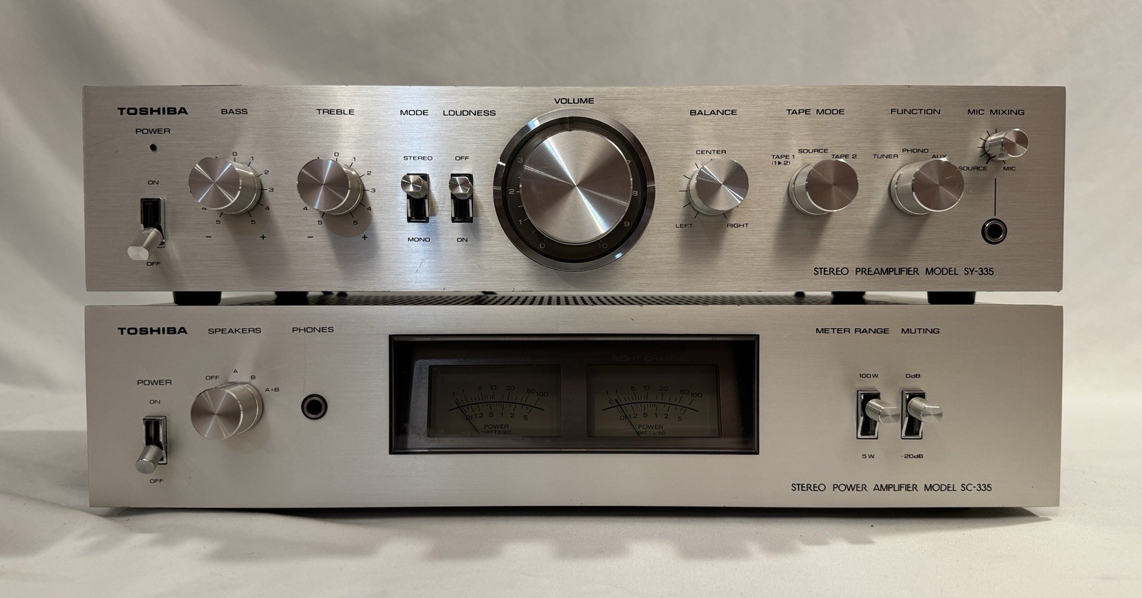 Toshiba SY-335 & SC-335 1970s Preamplifier & Amplifier Tested Working EXC