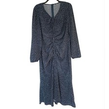Blue Green Polka Dot Maxi Dress With Adjustable Front Size Large