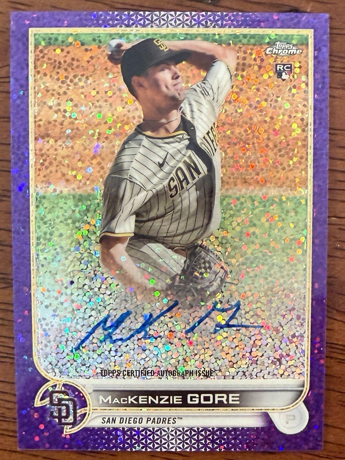 2022 Topps Chrome MacKenzie Gore Rookie RC Auto purple speckle refractor /299