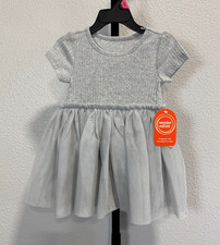 NWT Wonder Nation Toddler Girls Short Sleeve Tutu Dress Grey 18M 3T 4T