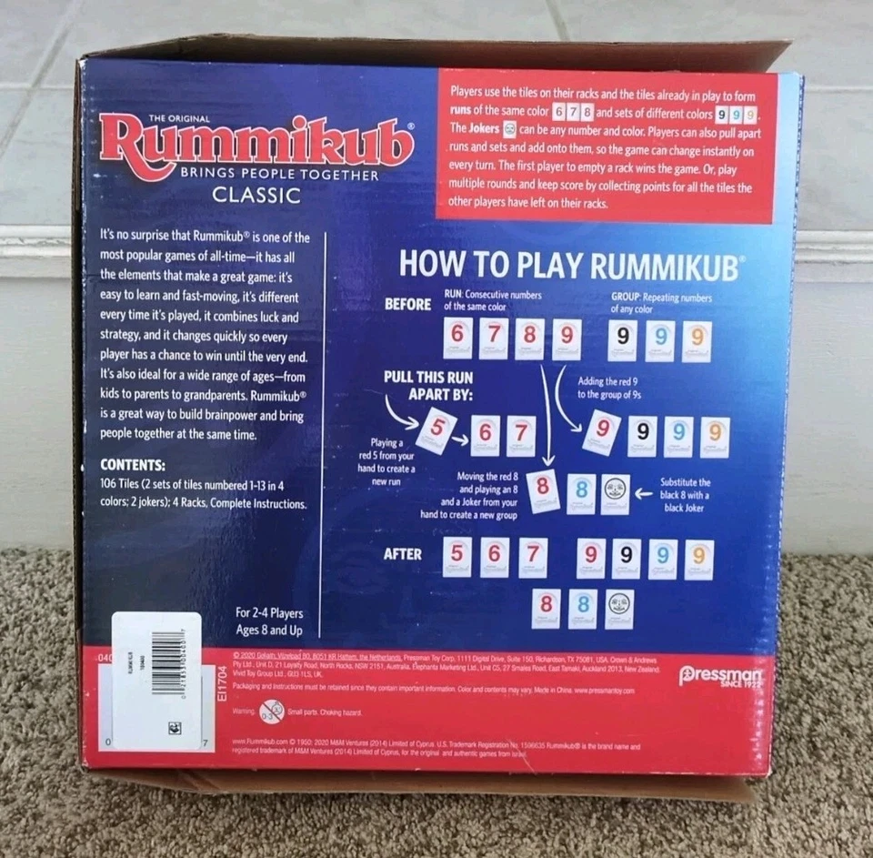 Pressman- The Original Rummikub Classic Board Tile Game- OPEN BOX-Complete - Image 3 of 4
