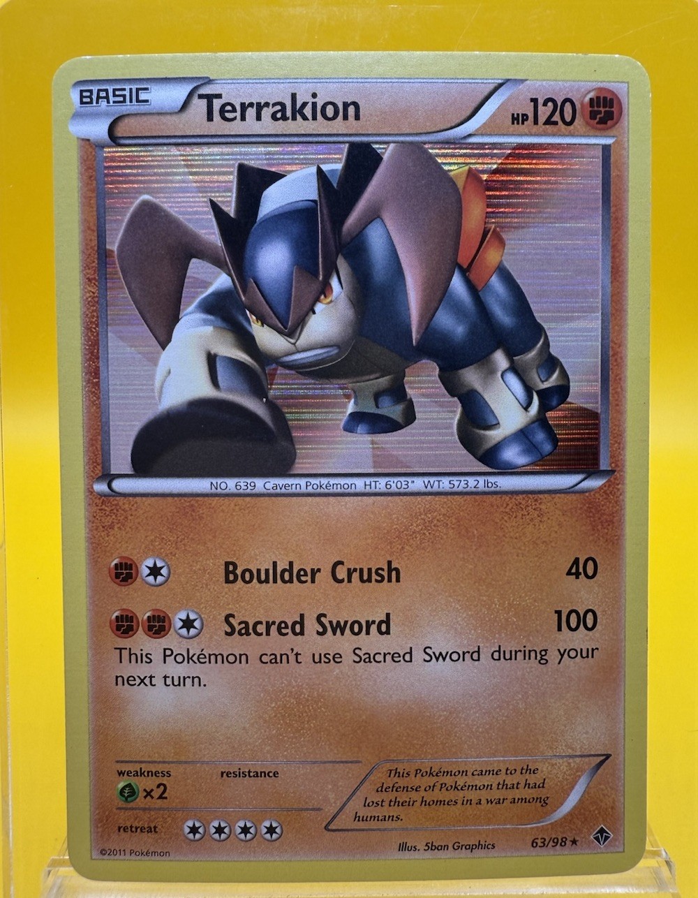 Terrakion 63/98 Holo Rare Emerging Powers Pokemon Card 2011 NM