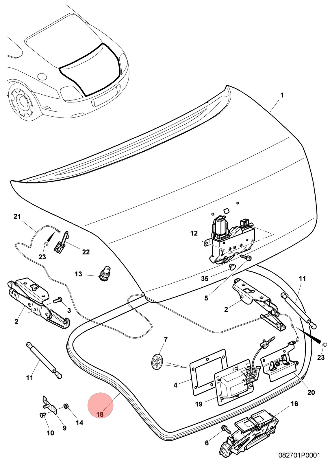 04-10 BENTLEY CONTINENTAL GT COUPE REAR TRUNK LID COVER SEAL RUBBER OEM