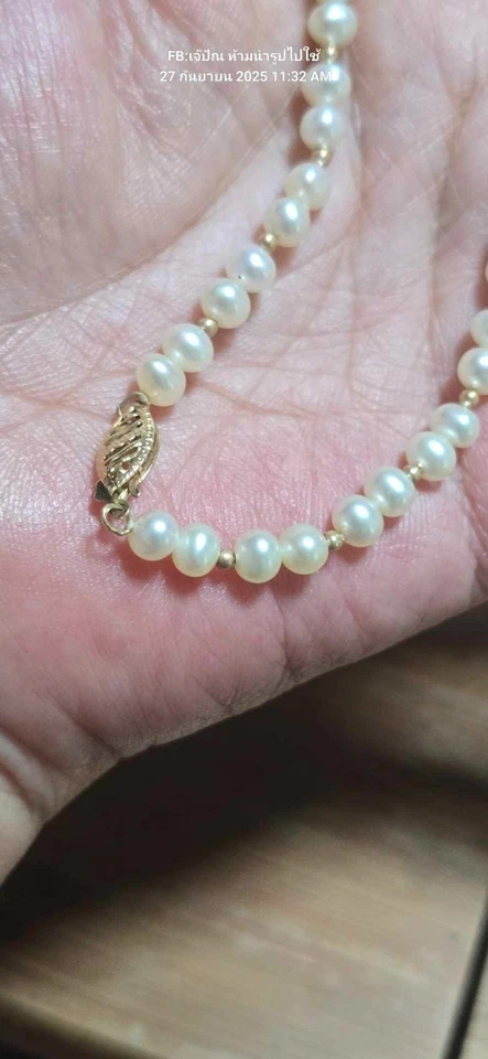 Necklace 14k Gold Pearl  Long 16 Inched Brand Zales - Image 2 of 4