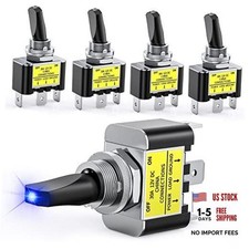 5PCS LED Toggle Switch ON Off 12V 30A Blue LED Lighted 3Pin LED Blue - 5Pack