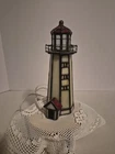 Vintage Tiffany Style Stained Glass Lighthouse Table Night Light Lamp