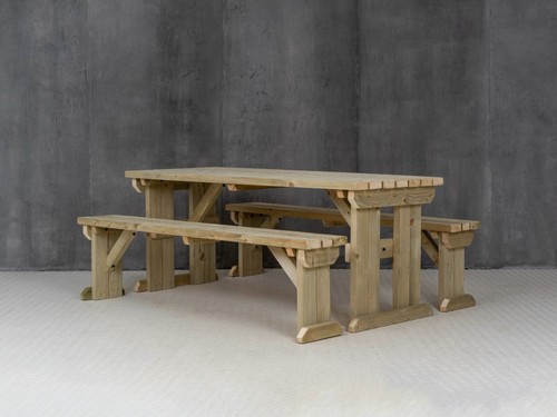 Picnic Table and Bench Set Wooden Outdoor Garden Furniture, Aspen Heavy Duty - Picture 48 of 66