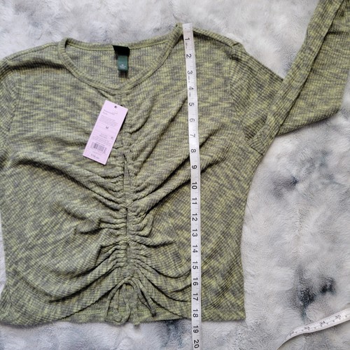 🆕️Wild Fable Long Sleeve Soft Cozy Knit Ribbed Blouse M Cut Out Fitted - Picture 7 of 7