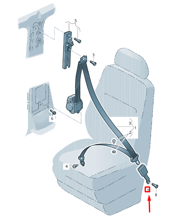 BOUCLE DE SIÈGE AVANT VOLKSWAGEN CRAFTER 2F MK1 NEUVE 2E0857877B AUTHENTIQUE
