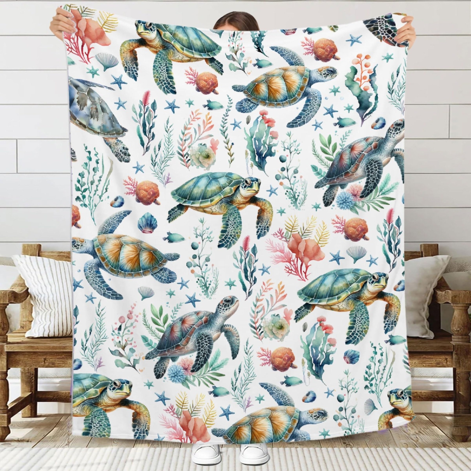 Sea Turtle Blanket Gifts for Women, Turtle Gifts for Turtle Lovers,Ocean Anim...