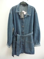 BNWT Pretty Little Thing Ladies Oversized Denim Trucker Jacket Shirt Dress 12