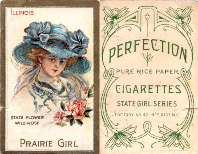 cigarettes illinois T106 ATC Cigarettes, State Girls, 1910, Illinois Prairie Girl Wild-Rose  (C57)
