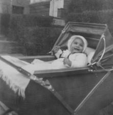 1950s Happy Baby Carriage Laughing Cute Infant Porch