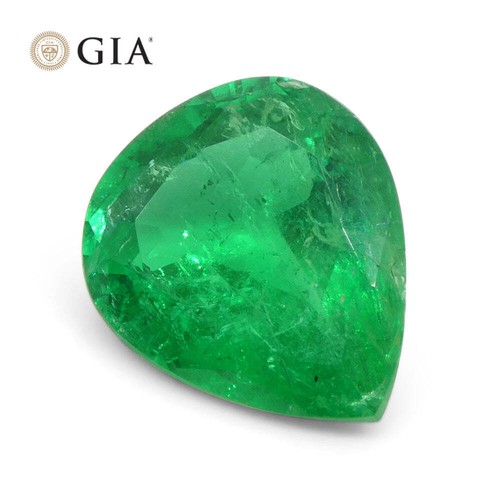 2.86ct Pear Vivid Green Emerald GIA Certified Colombia - Picture 12 of 16