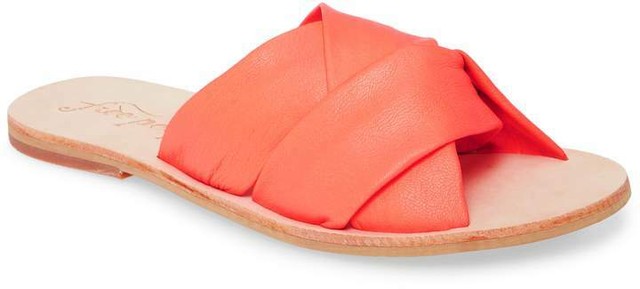 neon coral sandals
