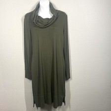 New Daily Ritual Medium Green Long Sleeve Cowl Neck Sweater Dress