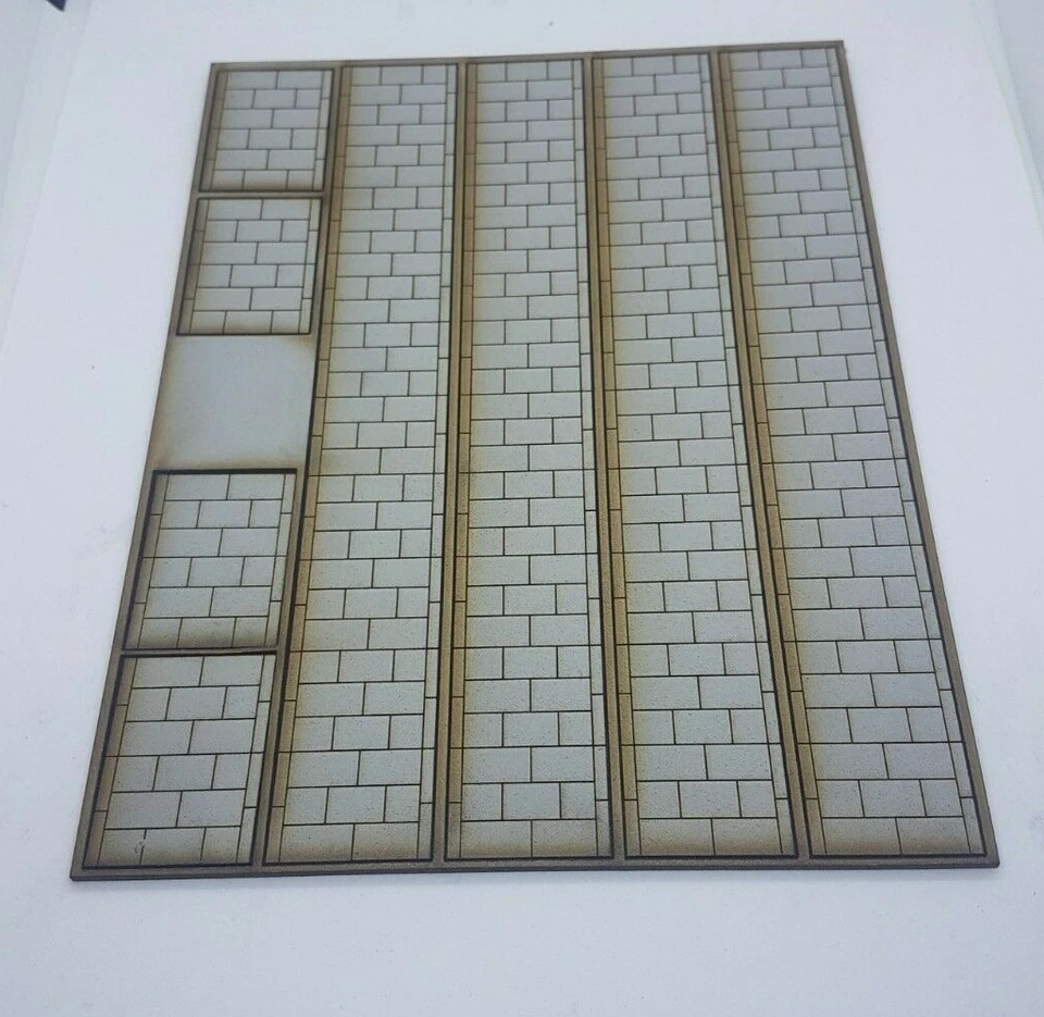 2mm MDF Lasercut Pavement oo Gauge painted Light grey 4 long and 4 small