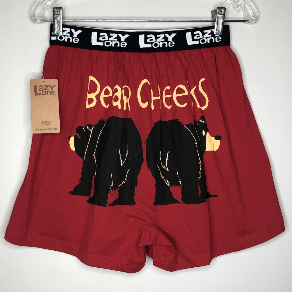 Lazy One Adult Medium Red Bear Cheeks Boxers Elastic Waist Button Fly NWT - Image 3 of 4