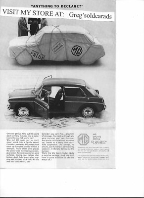 Original 1964 MG Sports Sedan vintage print ad: ''Anything to Declare?''